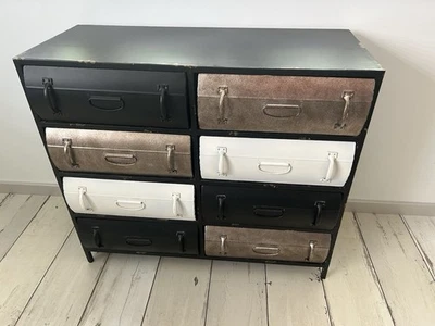 Kommode mit 6 Schubladen Vintage Shabby Chic Style Schwarz Industrie Look Metall - Bild 1 von 4