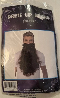 Regent Dress Up Beard Long Brown Curly Costume Cosplay Halloween NWT - Image 1 of 2