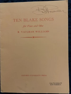 Ten Blake Songs for Voice and Oboe SC 1958 R Vaughan Williams Oxford Univ Press - Image 1 of 4