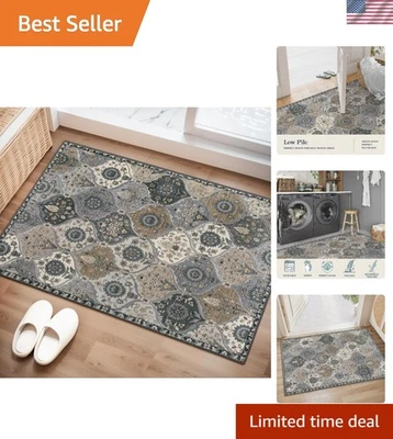 Soft Faux Wool Moroccan Rug 2' x 3' – Non-Slip, Washable, Kid & Pet Friendly - Image 1 of 4