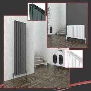 Double Flat Panel Designer Radiators LUNA White Anthracite Vertical Horizontal - Picture 1 of 13