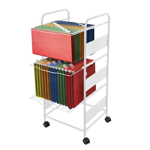 3 Tier Metal Rolling File Cart with Wheels Home Office Pull-Out File Folder Rack - Picture 1 of 15
