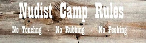 Wooden Sign Nudist Camp Rules 6x16 Inches come with Hanging Rope - Picture 1 of 1
