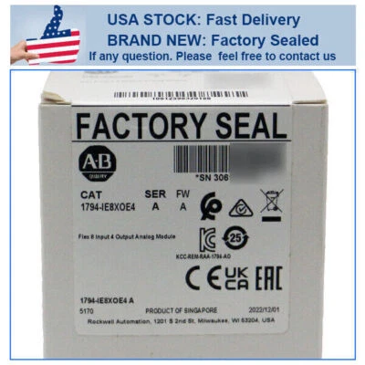 New Factory Sealed AB 1794-IE8XOE4 SER A Flex 8 Input 4 Output Analog Module PLC - Image 1 of 4
