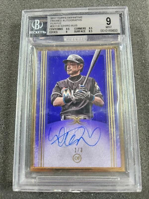 🌟 2017 Topps Definitive ICHIRO SUZUKI  Autograph PURPLE #1/3 BGS 9 AUTO-10 - Image 1 of 2