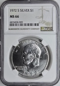 1972 S Silver Eisenhower Dollar NGC MS66 - Picture 1 of 2