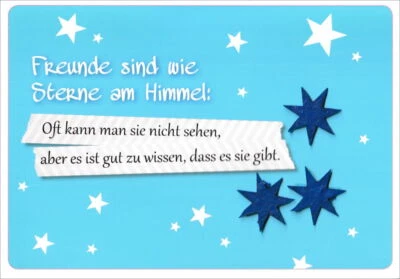Grußkarte mit Blumensamen "Freunde sind wie Sterne am Himmel: Oft kann man ..." - Bild 1 von 3