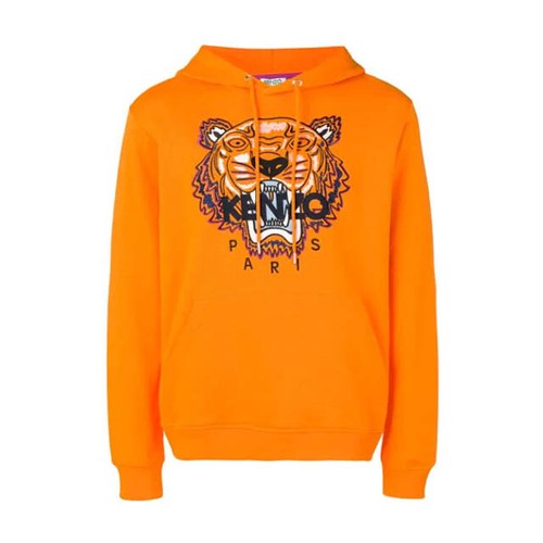 Felpa con cappuccio Kenzo Uomo Tiger F955SW4154XA Arancione NUOVA DI ZECCA CON ETICHETTA