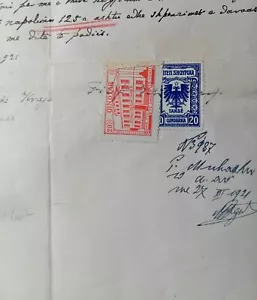 Albania 1921 Manuscript Document Very Rare Stamps - Picture 1 of 3