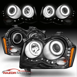 2008-2010 For Jeep Grand Cherokee LED Halo Projector Headlights Set - Picture 1 of 10