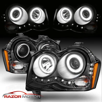 2008-2010 For Jeep Grand Cherokee LED Halo Projector Headlights Set - Image 1 of 4