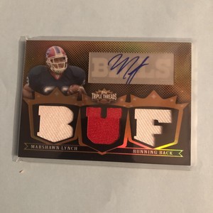 2007 Triple Threads Autographed Relic Gold  #46 Marshawn Lynch RC Jersey Auto /9