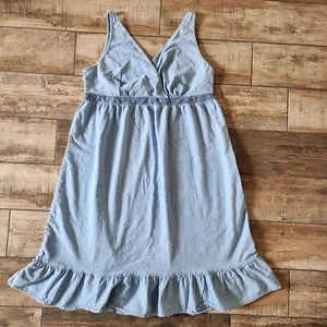 Faded Glory Jean Dress Sleeveless High Laced Waist Ruffle Womens 16 100% Cotton - Picture 1 of 8