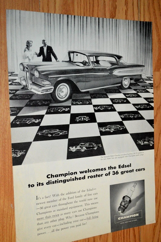 Ford Edsel 1958 Citation Champion Plug original anuncio grande impreso 58 Foto 1 de 1