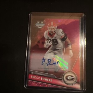 Brock Bowers 2023 Bowman University Chrome Pink Mini Diamond Ref Auto #31/150