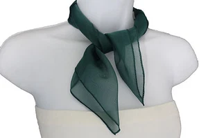Nuevo Mujeres Moda Cuello Bufanda Color Verde Oscuro Elegante Declaración Tela Transparente - Imagen 1 de 1
