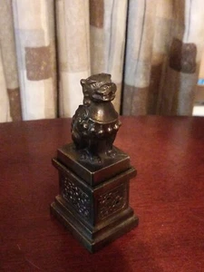 Old Chinese Fengshui Bronze Fu Foo Dog Lion beast statue Incense burner Censer - Picture 1 of 10