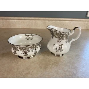 Royal Albert 25th Silver Anniversary Creamer And Open Sugar Bowl - Picture 1 of 7