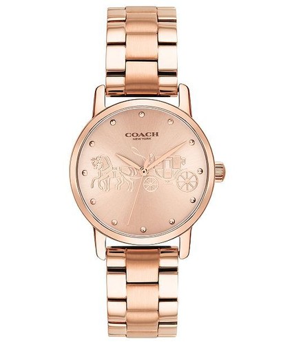 ⌚️COACH?Orologio Donna?Grande Tono Oro Rosa?SS Bracciale?28mm?NUOVO IN SCATOLA