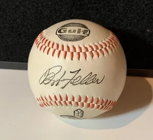 Baseball con facsimile Bob Feller firma Gulf Oil Cleveland Indians Wahoo - Foto 1 di 6