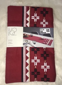 NWT PROJECT 62 RED EMBROIDERED TABLE RUNNER 14 X 72" RED LINEN COTTON BLEND - Picture 1 of 4
