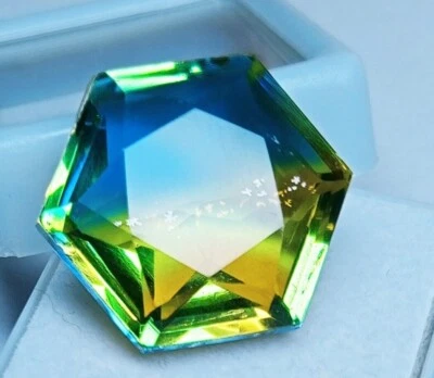 Hexagon Fancy Cut Gemstone Certified 24.20Ct Natural Tourmaline Bi-Color - Image 1 of 4