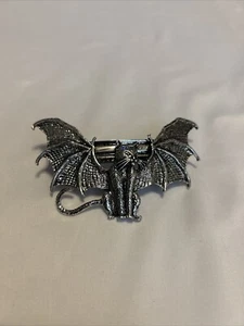 Goth Pewter Bat Halloween Hair Clip 4" Long Silver Color Metal New Barrette - Picture 1 of 10