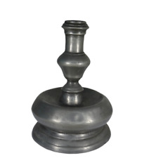 RARE 17TH C SPANISH PEWTER CAPSTAN CANDLESTICK IN OLD SURFACE