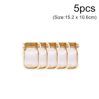 Bolsa de almacenamiento de plástico con cierre de cremallera con forma de tarro de 5/10/100 piezas alimentos especias dulces Foto 1 de 4