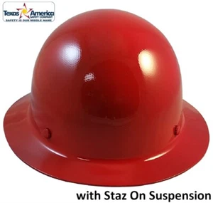 MSA Skullgard Full Brim Hard Hat With STAZ ON Suspension - Red - Picture 1 of 5