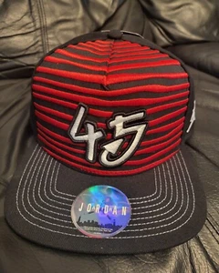 AIR JORDAN JUMPMAN 45 BLACK/RED AND WHITE SNAPBACK - Picture 1 of 7