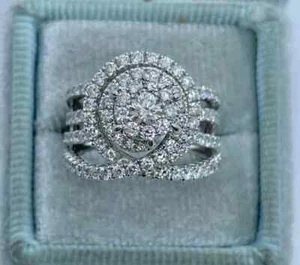 3Ct Round Cut Lab-Created Diamond Wedding Swirl Unique Ring 14KWhite Gold Plated - Picture 1 of 9
