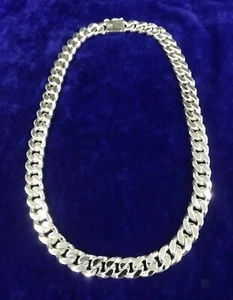 30" 390g MEN'S HEAVY BIKER CUBAN CHAIN LINK SOLID STERLING SILVER 925 NECKLACE - Picture 1 of 6