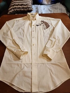 Chaplin Vtg Men's SMALL (32-33) L/S Horse Embroidered Tuxedo Shirt EUC. GB36 - Picture 1 of 9