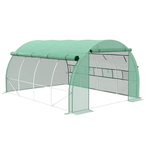 Outsunny 4 x 3 x 2 m Polytunnel Greenhouse Pollytunnel Tent Steel Frame Green - Picture 1 of 11