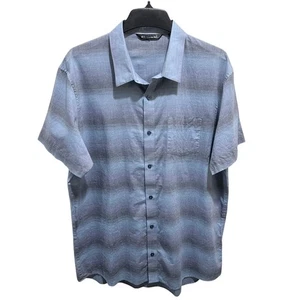 Travis Mathew Mens XXL Blue Gray Striped Short Sleeve Button Down Casual Shirt - Picture 1 of 9