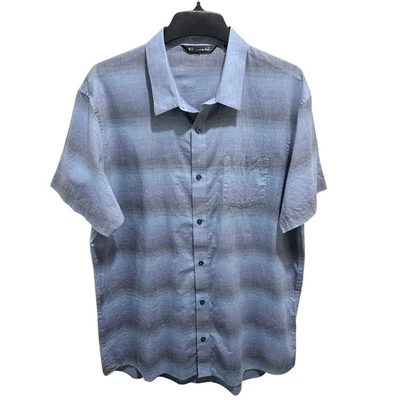 Travis Mathew Mens XXL Blue Gray Striped Short Sleeve Button Down Casual Shirt - Image 1 of 4