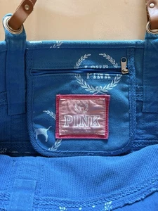 Vintage Victoria Secret Pink University Large Blue Tote Handtasche Tasche Travel Rare - Bild 1 von 5