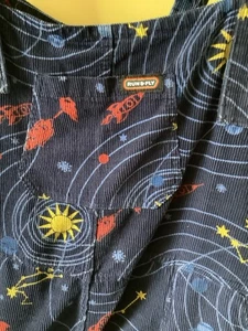 Run & Fly- Cord/Cotton Blue space themed Dungarees Unisex XL - Picture 1 of 10