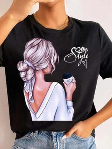 Damen T-Shirt Harajuku Kaffee Stil Mode - Bild 1 von 7