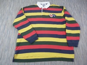 Hackett London Rugby Shirt XXL Multi Stripe Long Sleeve England Crest Cotton Top - Picture 1 of 14