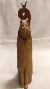 PRIMITIVE STYLE TALL SKINNY RESIN CAT FIGURINE CHICKEN 10 1/4" - Picture 1 of 5