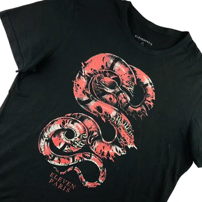 Camiseta gráfica de manga corta 100 % algodón negra Eleven Paris para hombre • mediana Foto 1 de 4