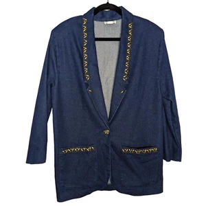 Blazer vaquero vintage Danielle adornado dorado con tachuelas pequeño - Imagen 1 de 6
