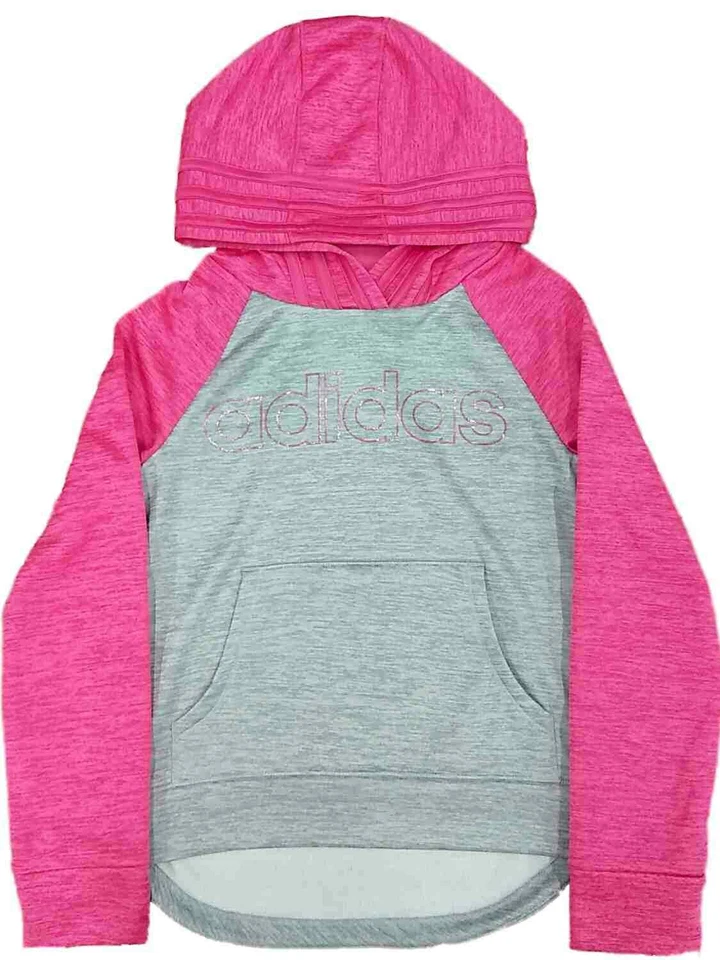 Adidas Girls Gray & Pink Rainbow Shimmer Hoodie Sweatshirt Jacket - Image 1 of 1