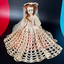 Vintage doll with crocheted dress antique dress