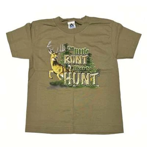 "This Little Runt Likes To Hunt" Little Hunter T-shirt - Youth S - Youth XS - Picture 1 of 3