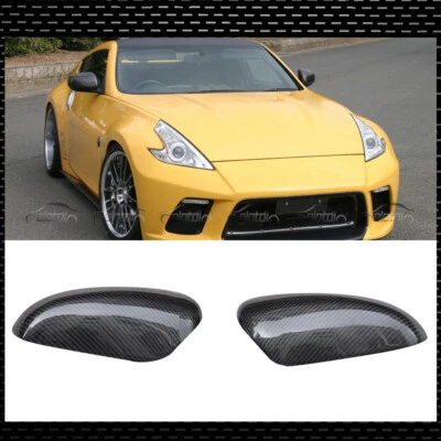 Tapa de embellecedor de cubierta de espejo retrovisor lateral de pasta de fibra de carbono para Nissan 370Z Z34 2009-2019 Foto 1 de 4