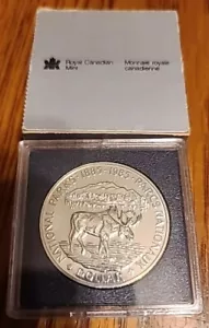 1985 CANADA - $1 DOLLAR - NATIONAL PARKS / MOOSE - .375 Oz BU SILVER - RCM PKG - Picture 1 of 6