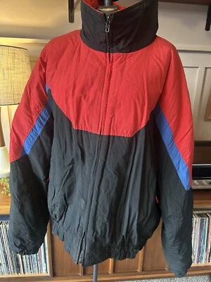 Abrigo de esquí vintage Gordon Ferguson Field & Stream rojo bloque chaqueta para hombre negro XL Foto 1 de 4
